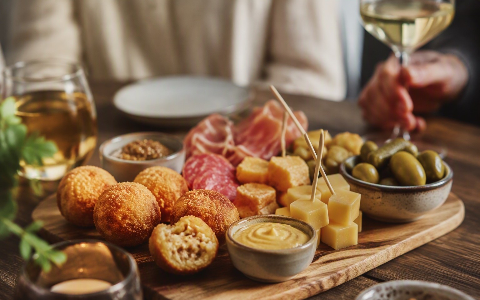 Borrelplank met kaas, worst en bitterballen